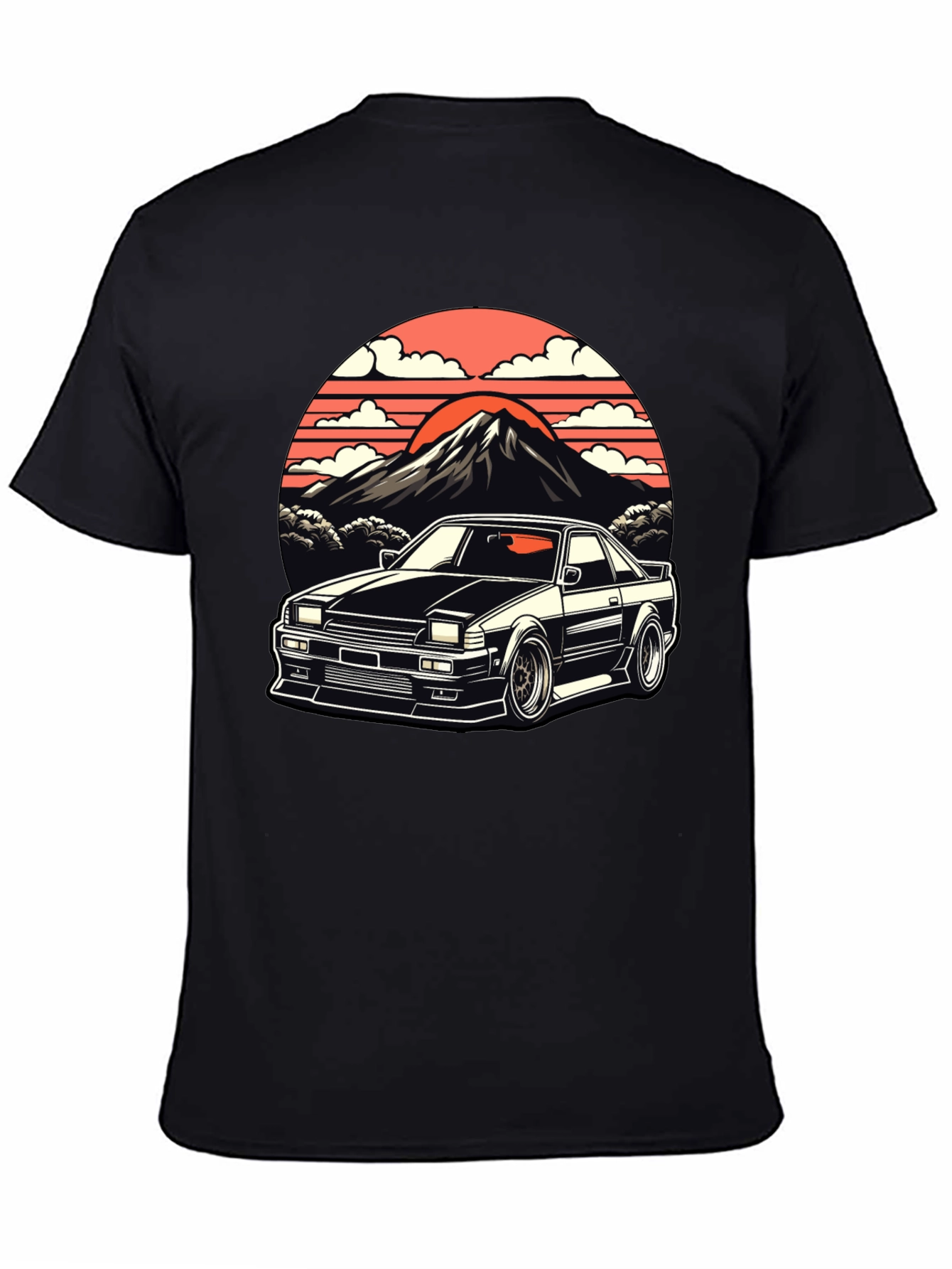 Retro Japanese Car Black T-Shirt