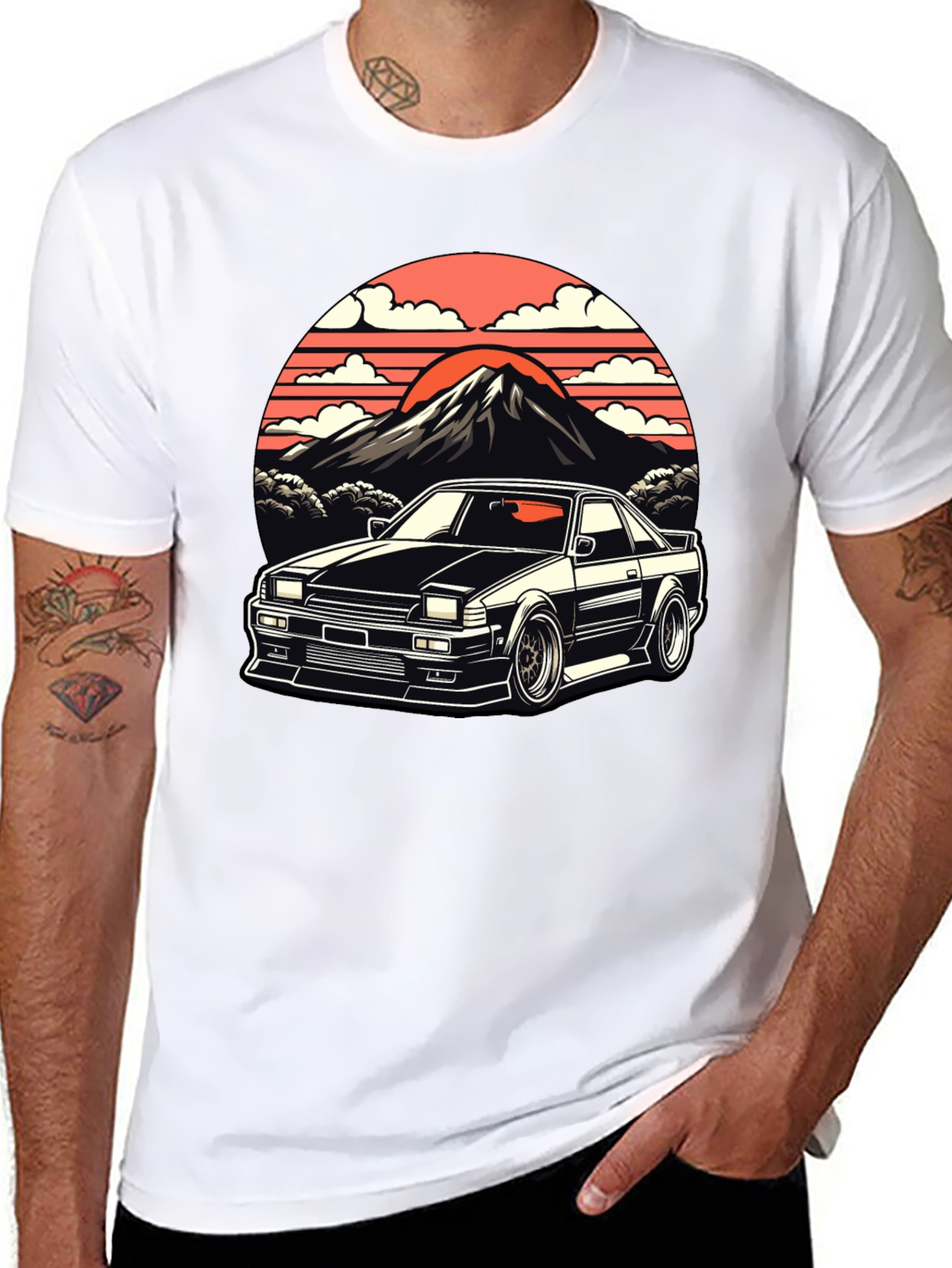 Retro Japanese Car Black T-Shirt