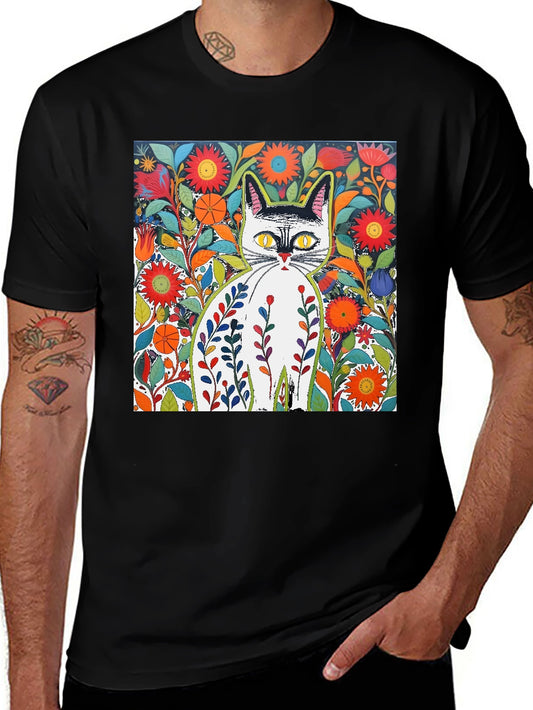 Floral Cat Graphic Tee - Stylish & Unique Design