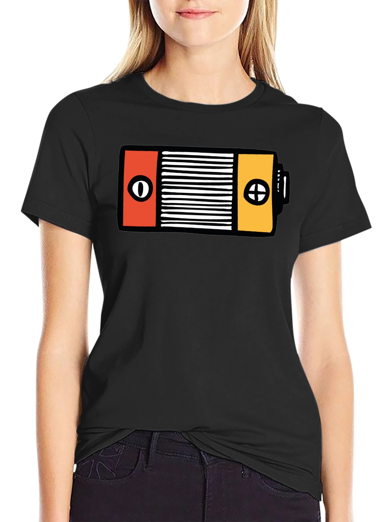 Unique Battery Graphic Black T-Shirt