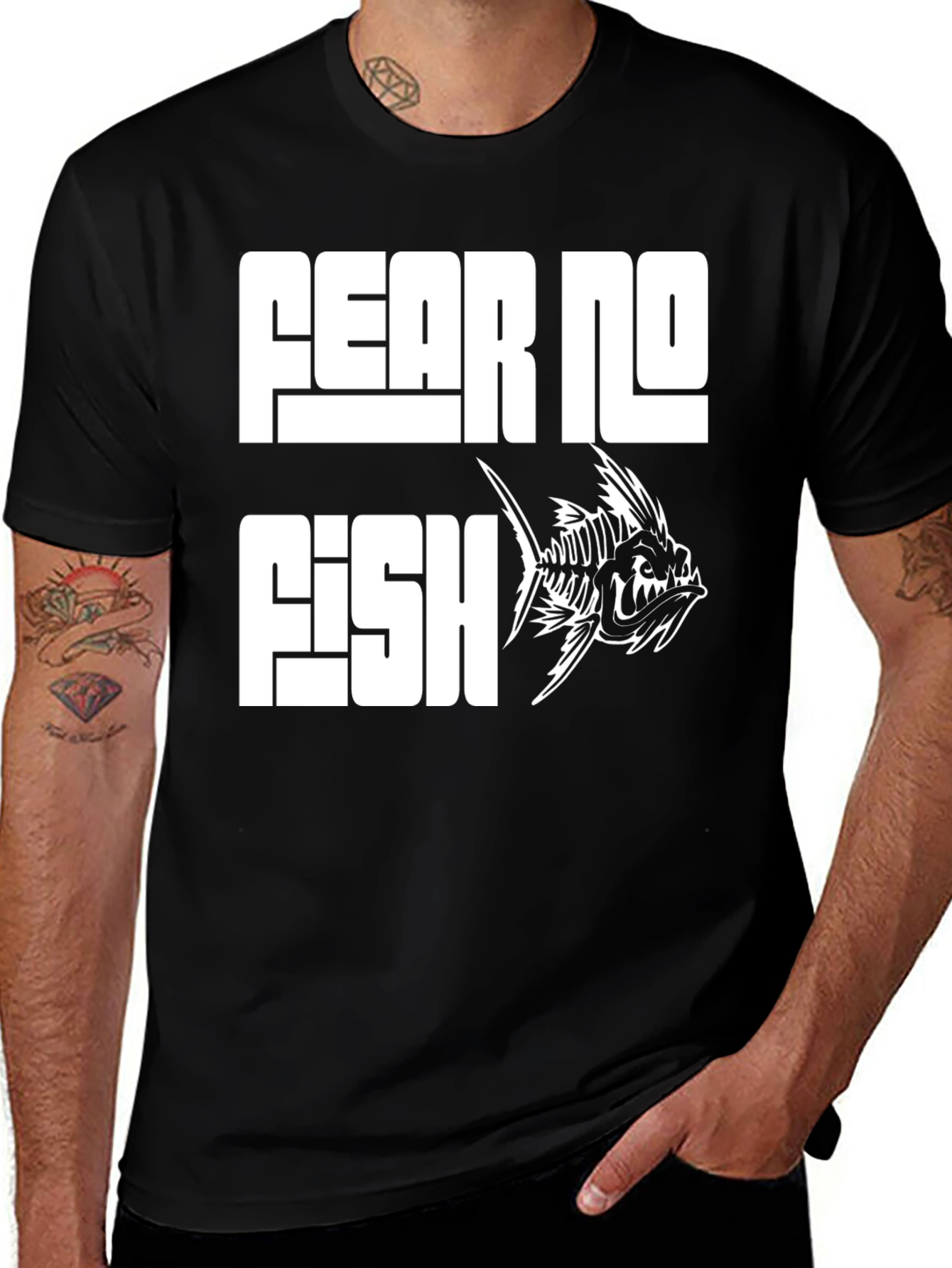 Fear No Fish Graphic Black T-Shirt