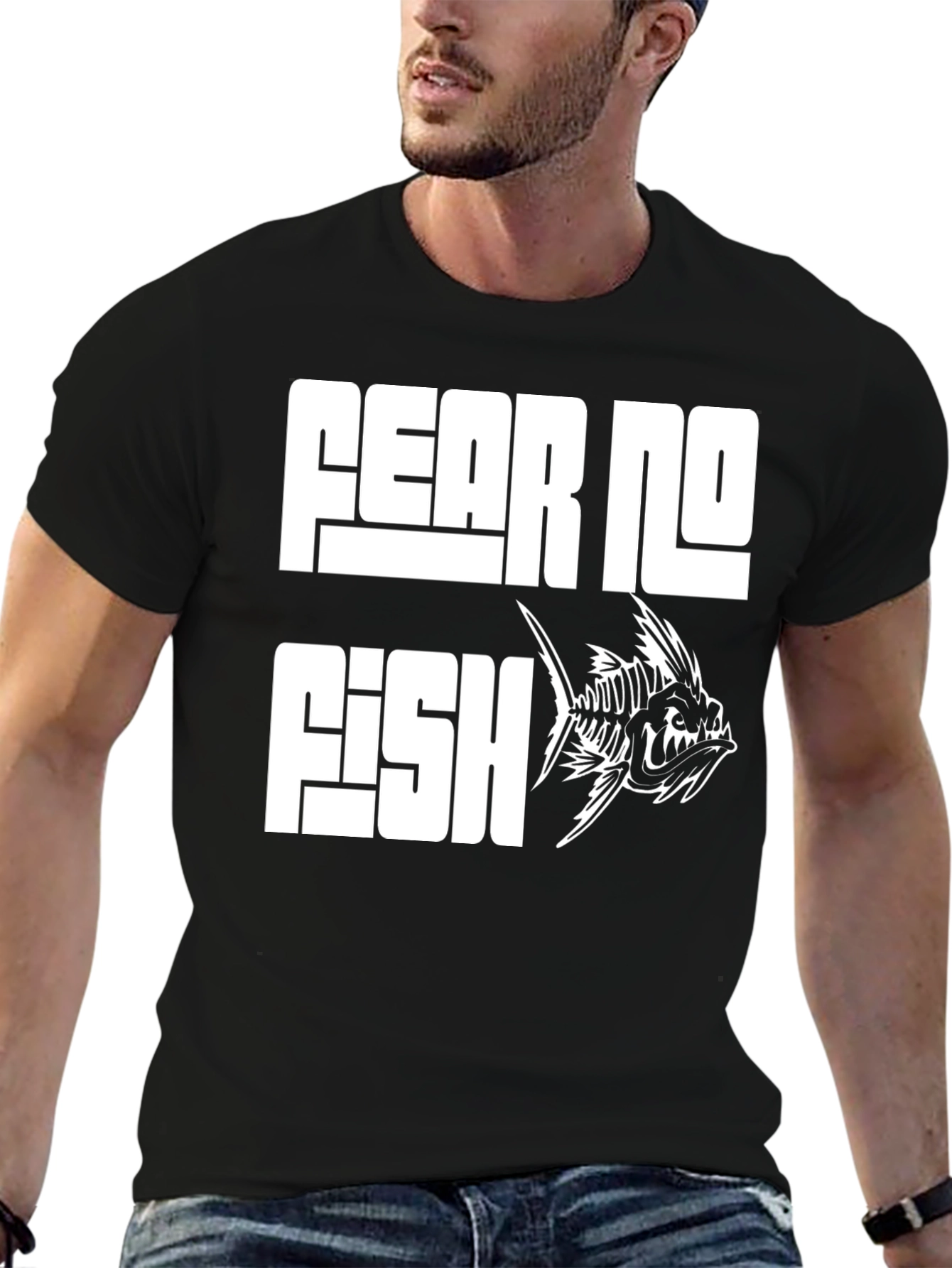 Fear No Fish Graphic Black T-Shirt