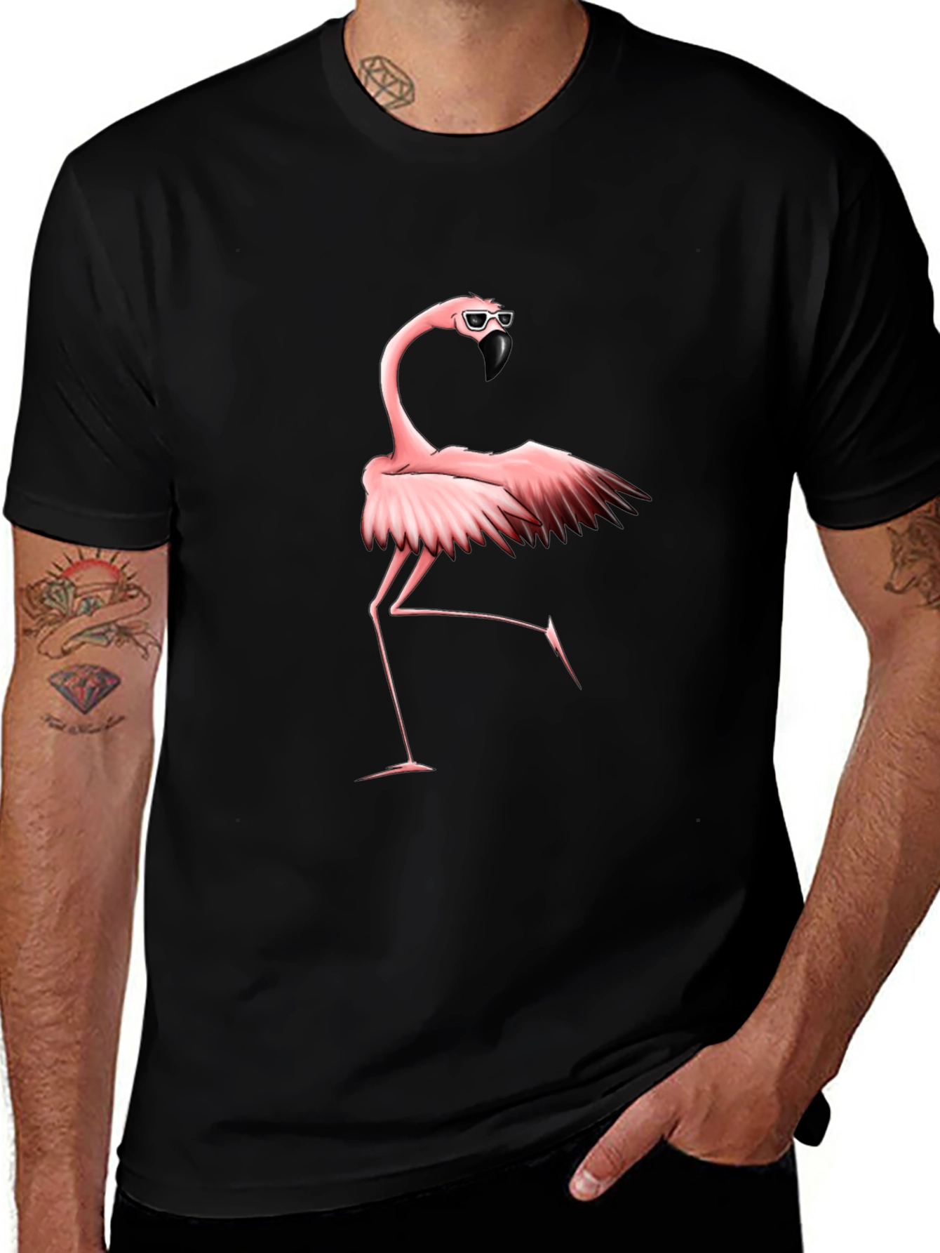 Cool Flamingo Graphic Tee - Black