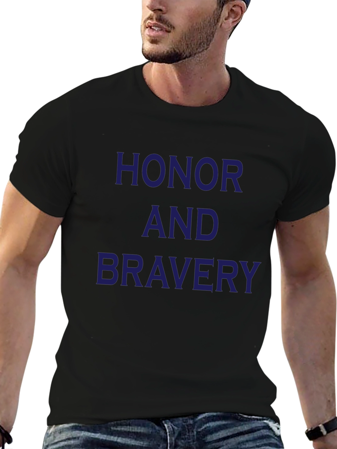 Honor and Bravery Black Graphic T-Shirt