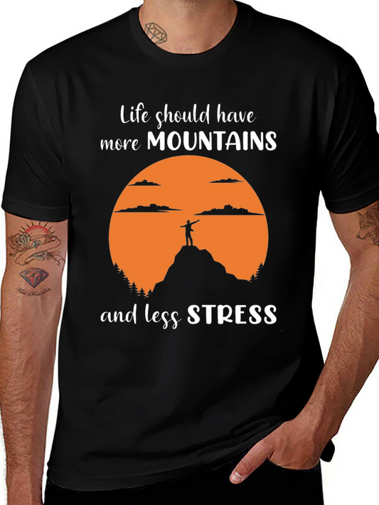 Mountains and Less Stress Graphic Tee