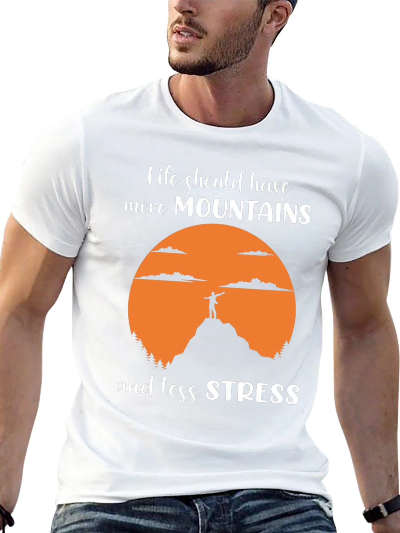 Mountains and Less Stress Graphic Tee