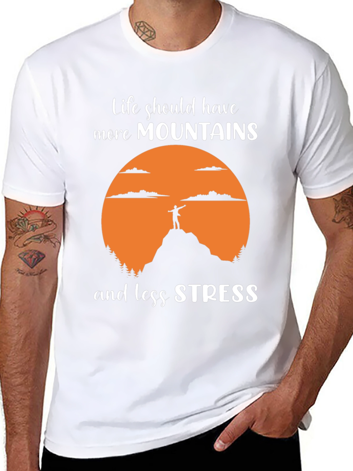 Mountains and Less Stress Graphic Tee