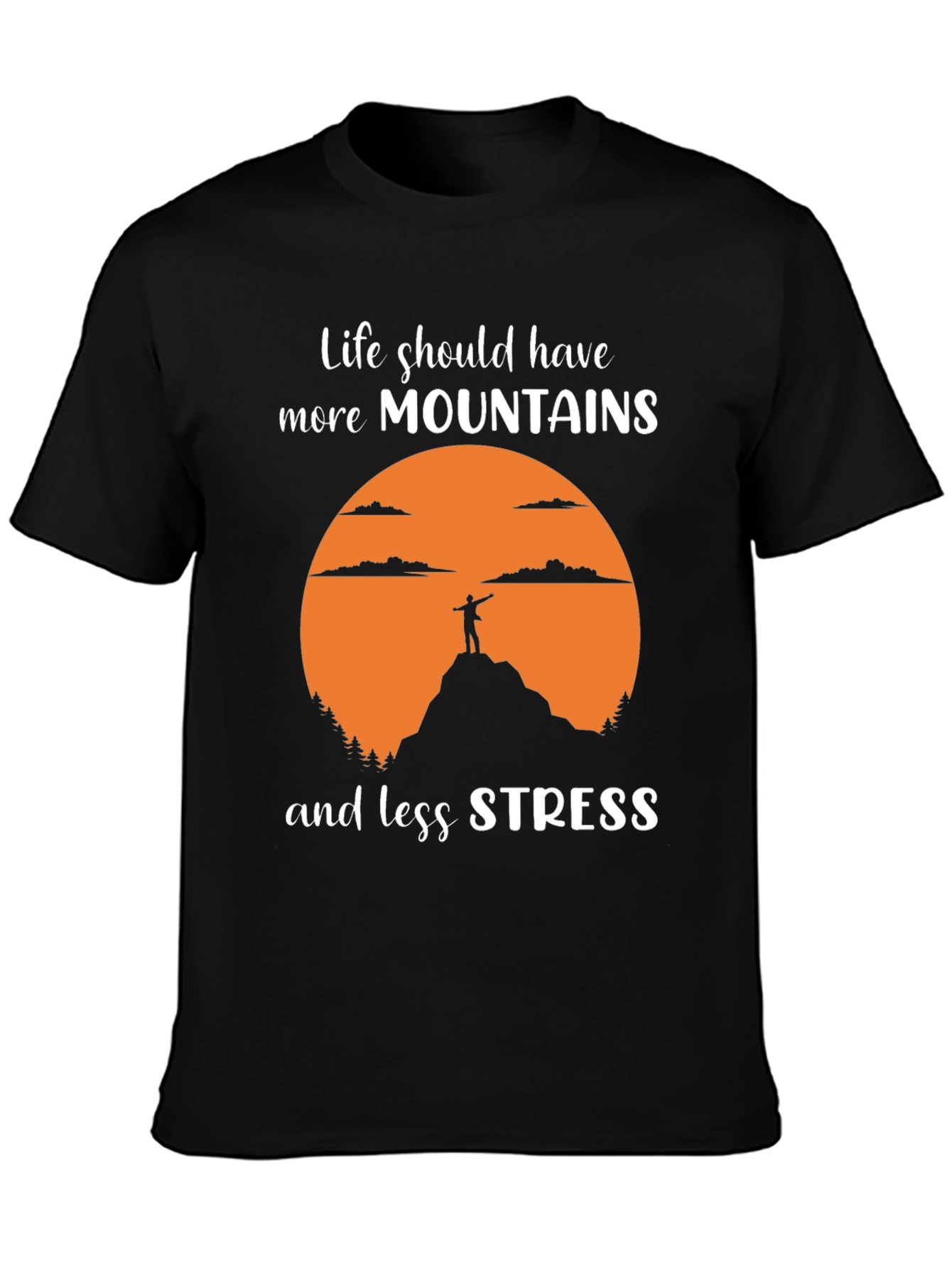 Mountains and Less Stress Graphic Tee