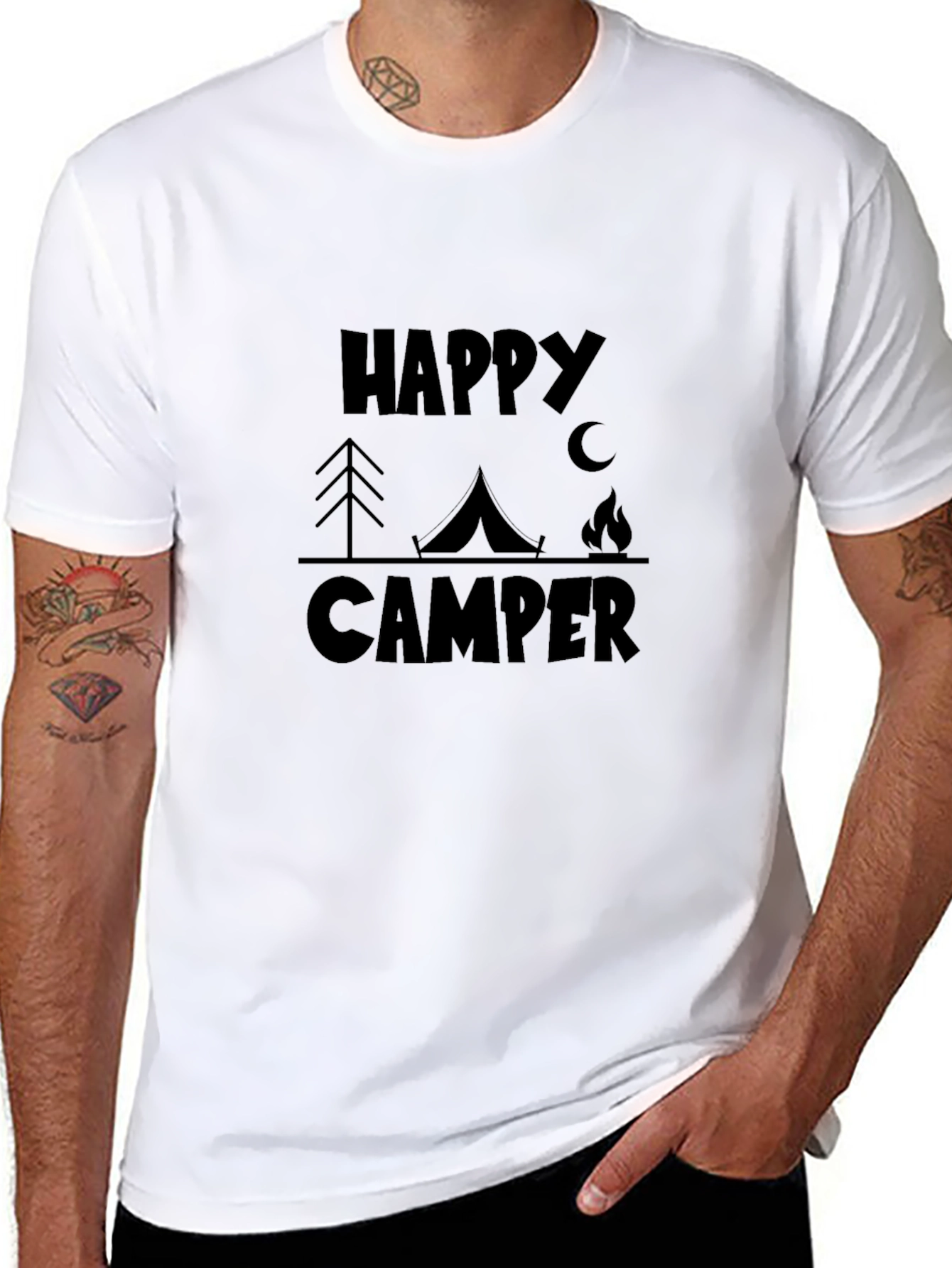 Happy Camper Graphic T-Shirt - Black