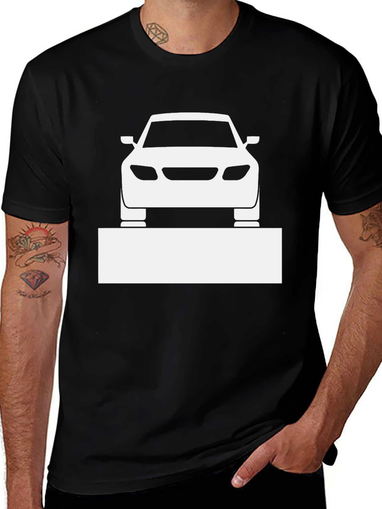 Car Graphic Tee - Black Cotton Blend