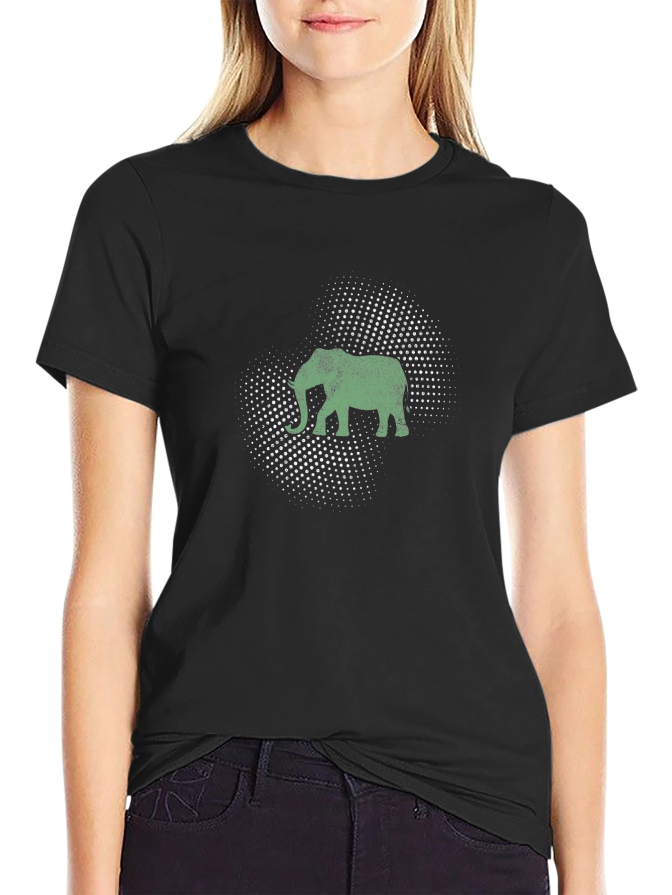 Elephant Graphic Black T-Shirt - Mens Casual Tee