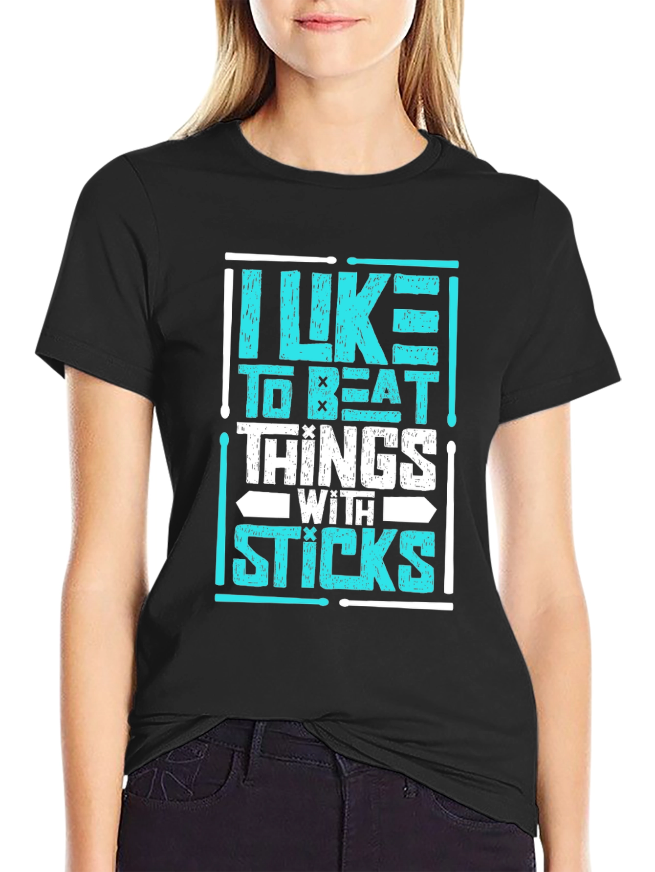 I Like to Beat Things with Sticks Drummer T-Shirt