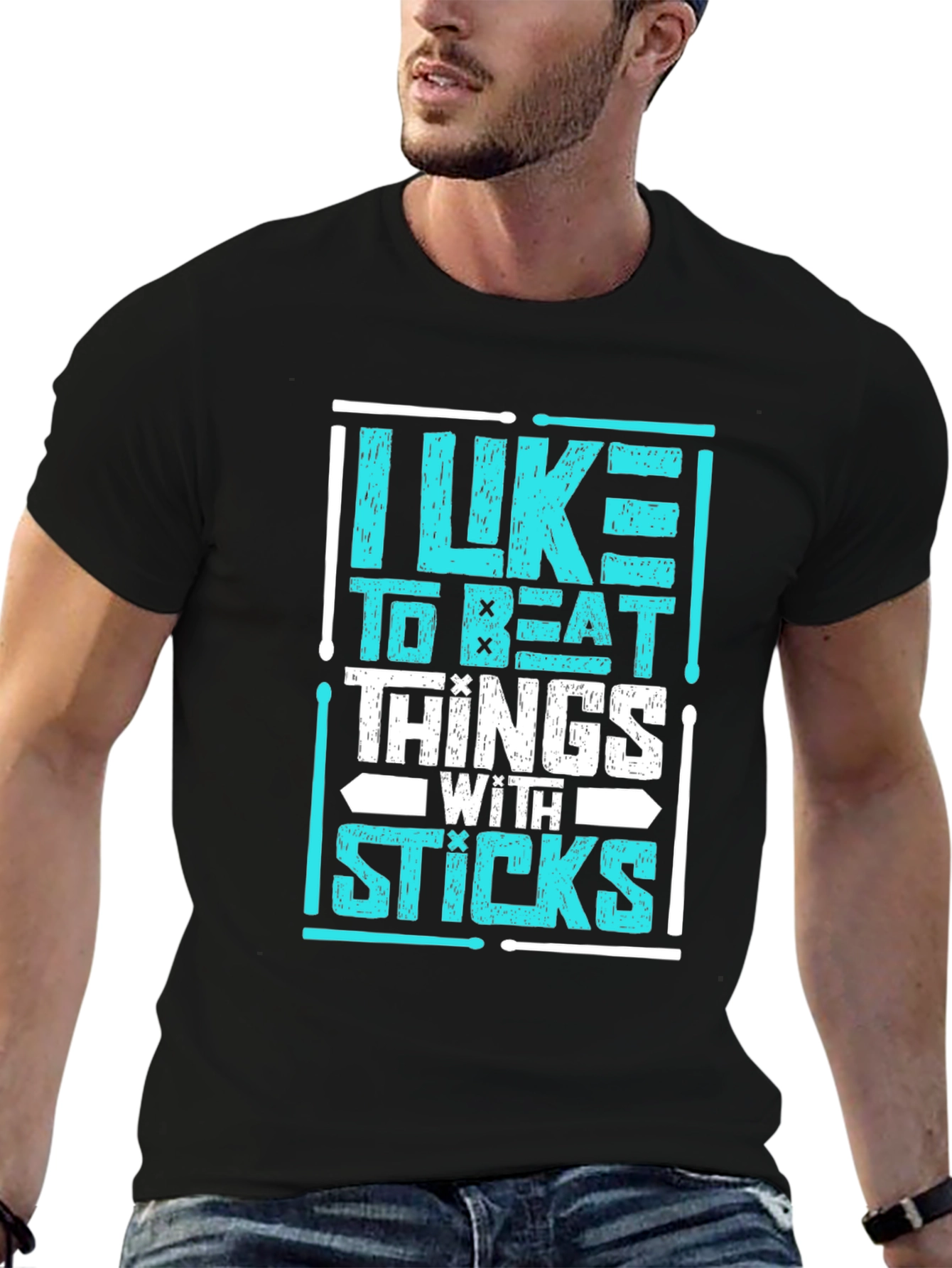 I Like to Beat Things with Sticks Drummer T-Shirt