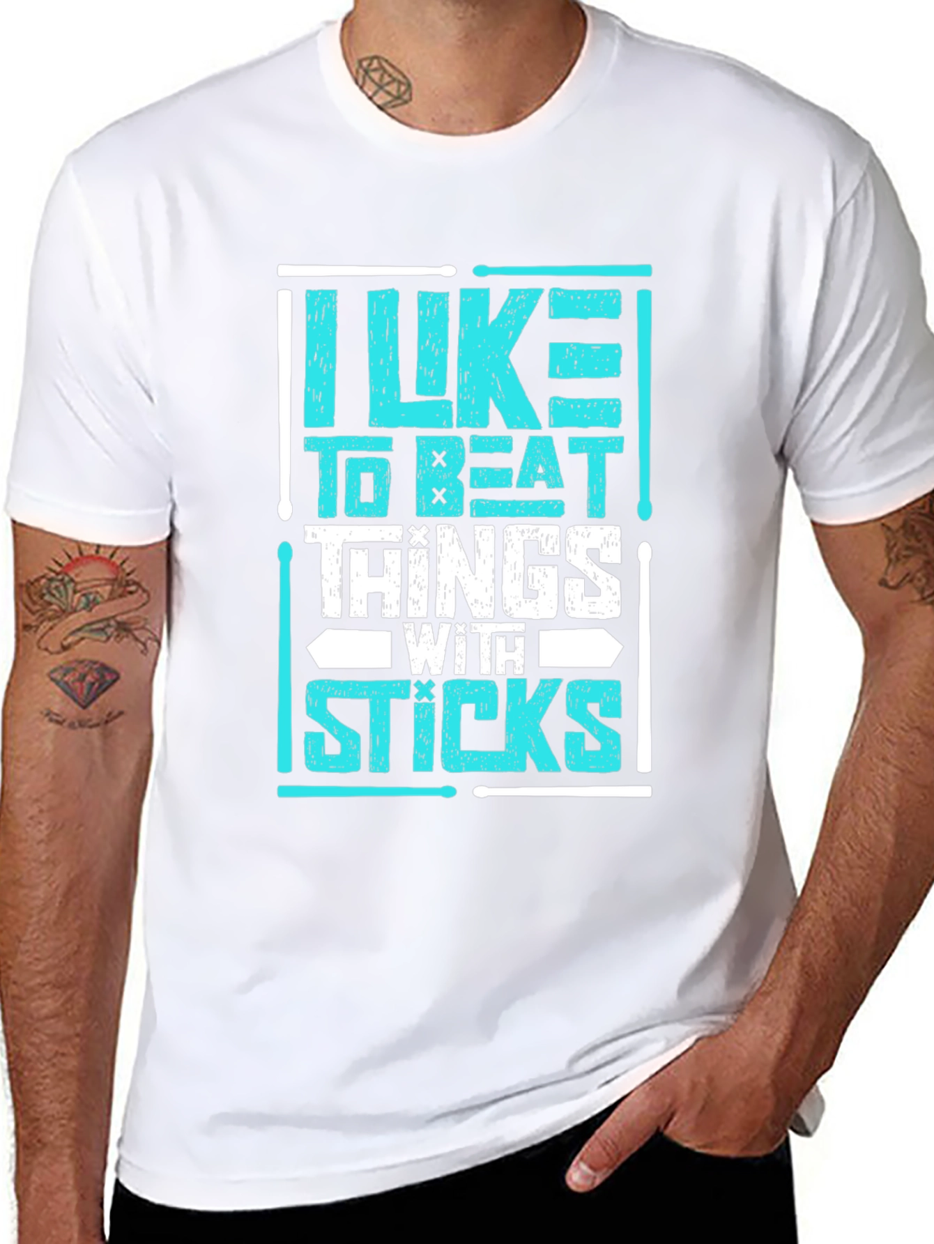 I Like to Beat Things with Sticks Drummer T-Shirt