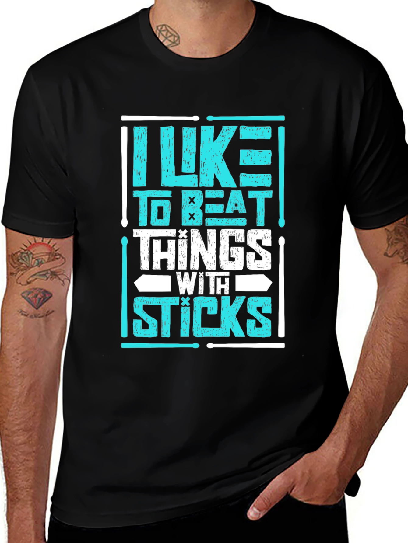 I Like to Beat Things with Sticks Drummer T-Shirt