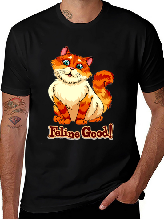 Feline Good Cat Graphic T-Shirt - Comfort Cotton Tee