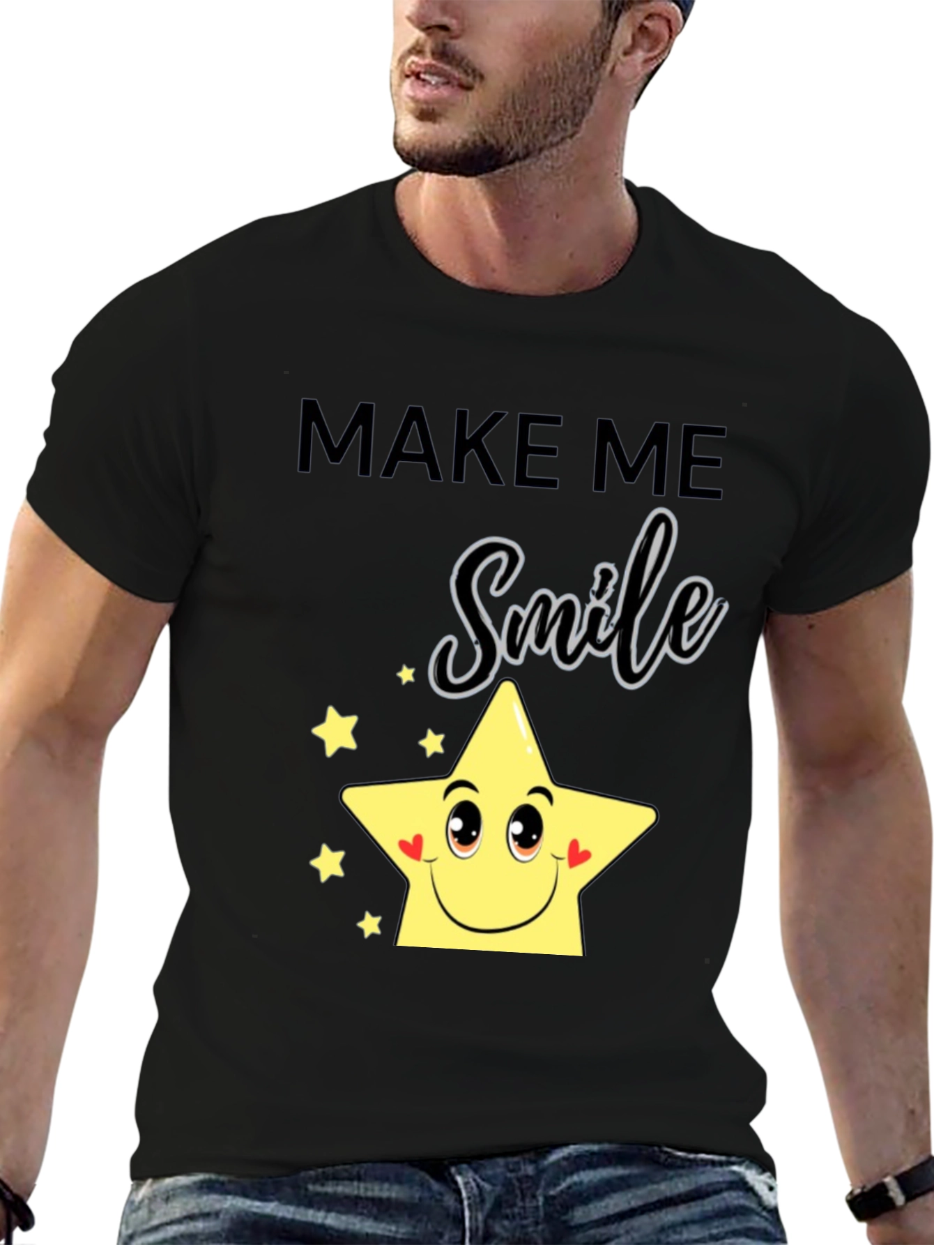 Make Me Smile Star Graphic Tee - Black