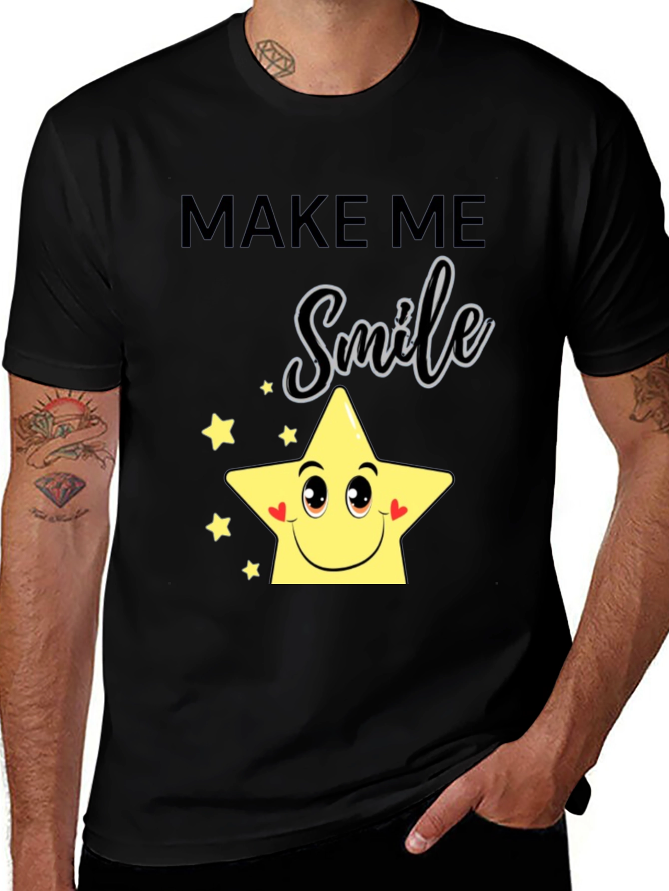 Make Me Smile Star Graphic Tee - Black