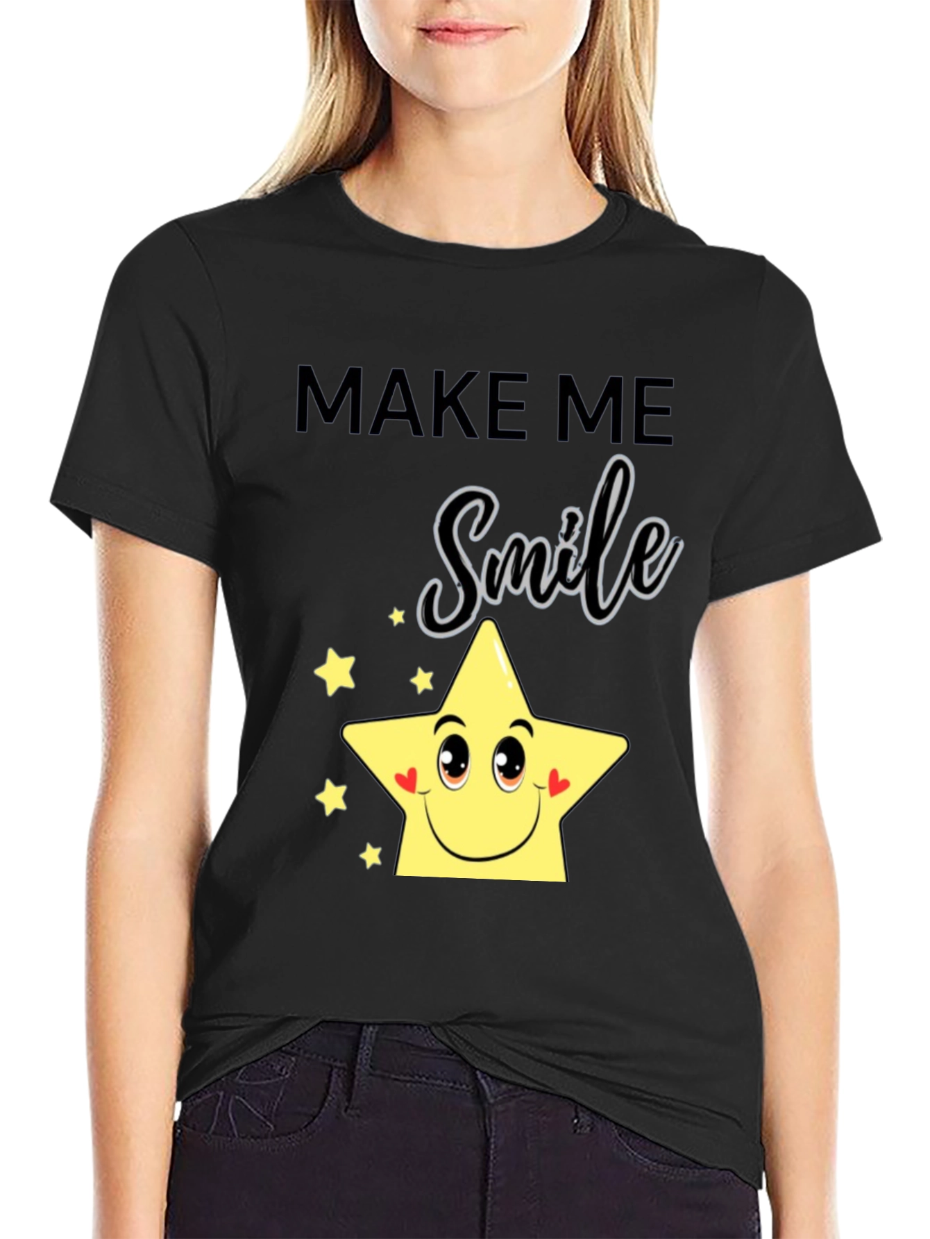 Make Me Smile Star Graphic Tee - Black