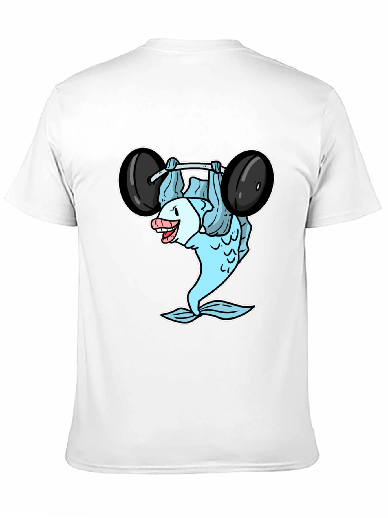 Funny Fish Lifting Weights Graphic T-Shirt