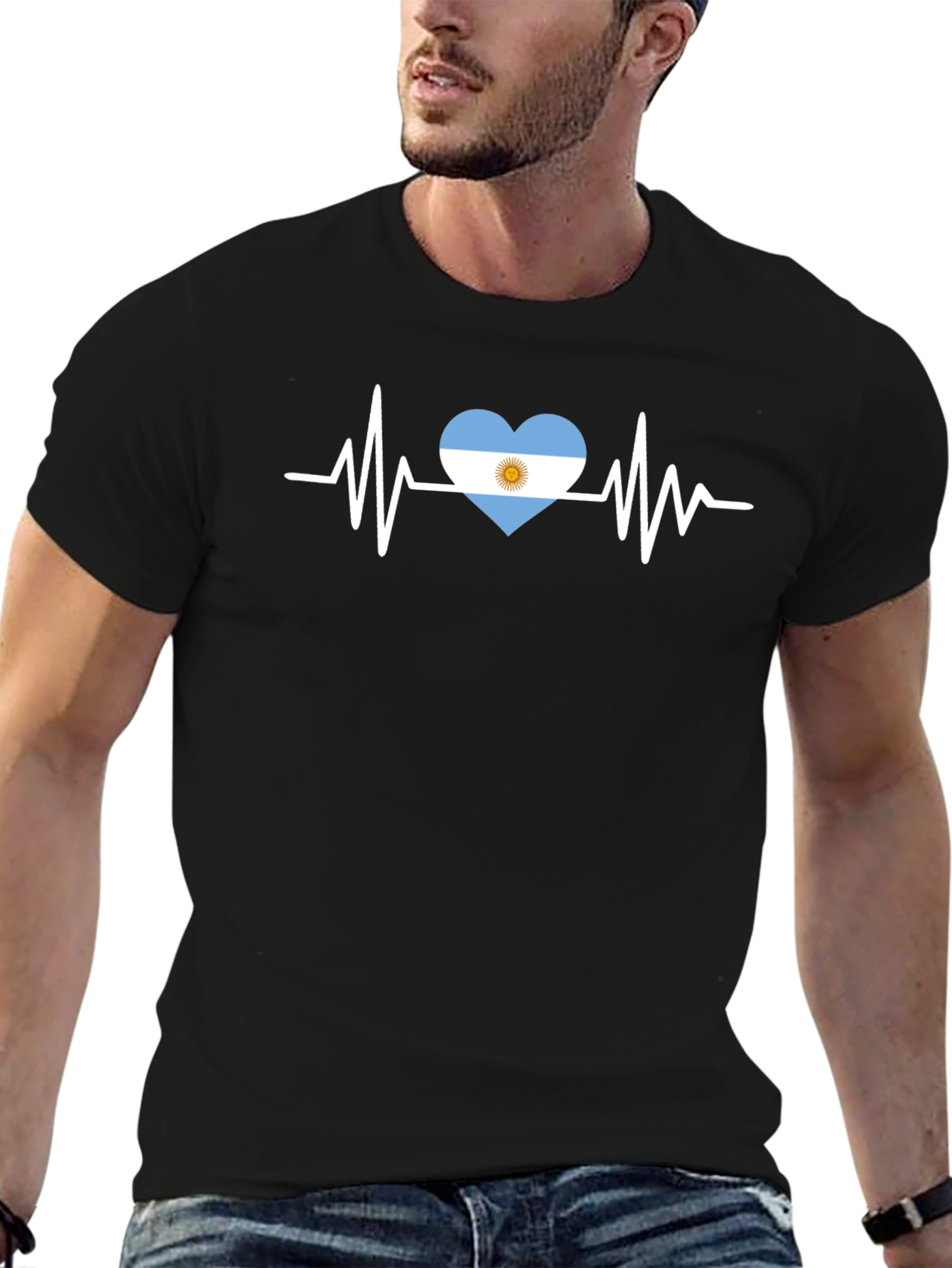 Argentina Heartbeat T-Shirt - Black