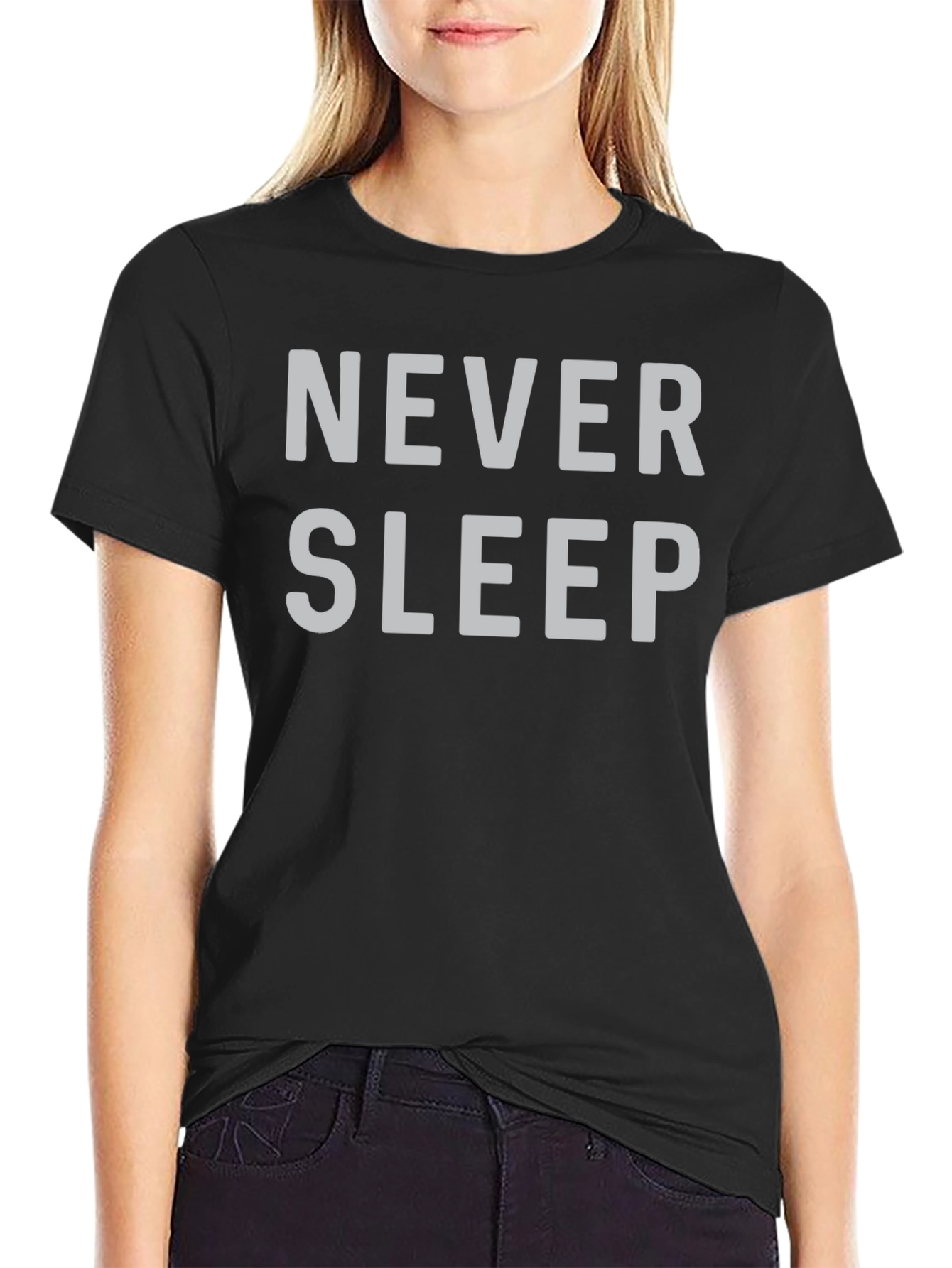 Never Sleep Graphic Print Black T-Shirt