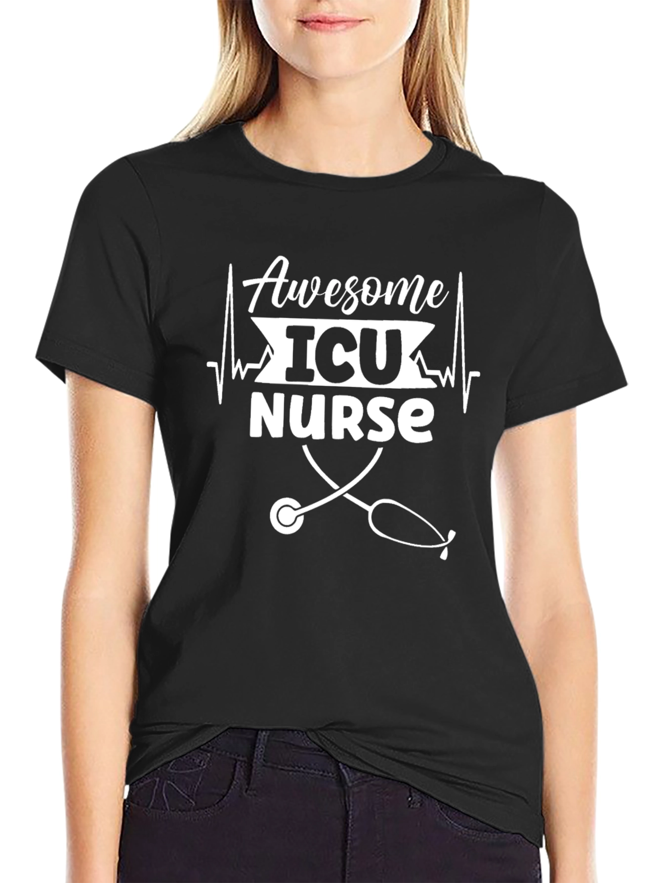Awesome ICU Nurse Graphic Tee - Black