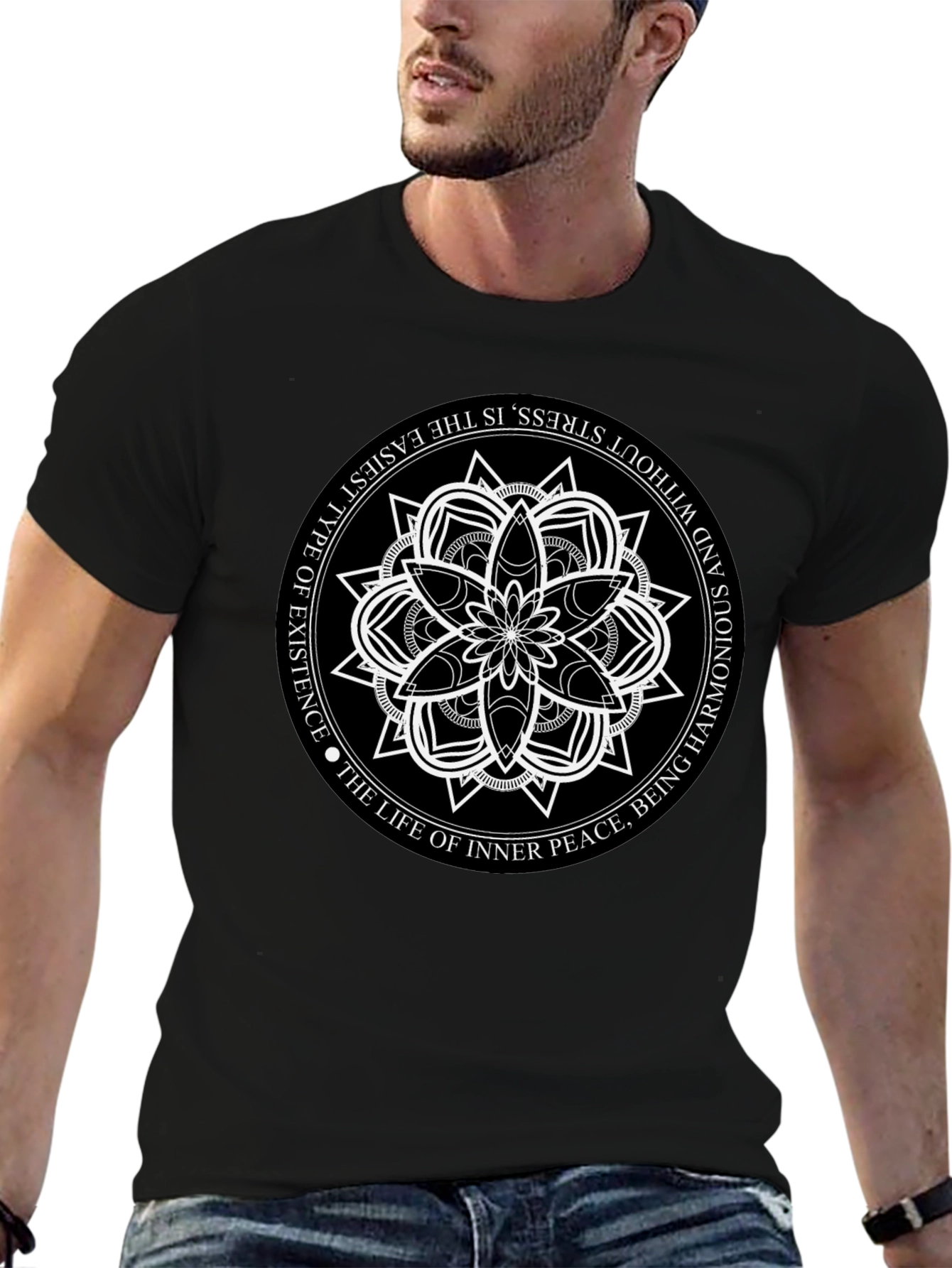 Black Mandala T-Shirt - Inner Peace Design