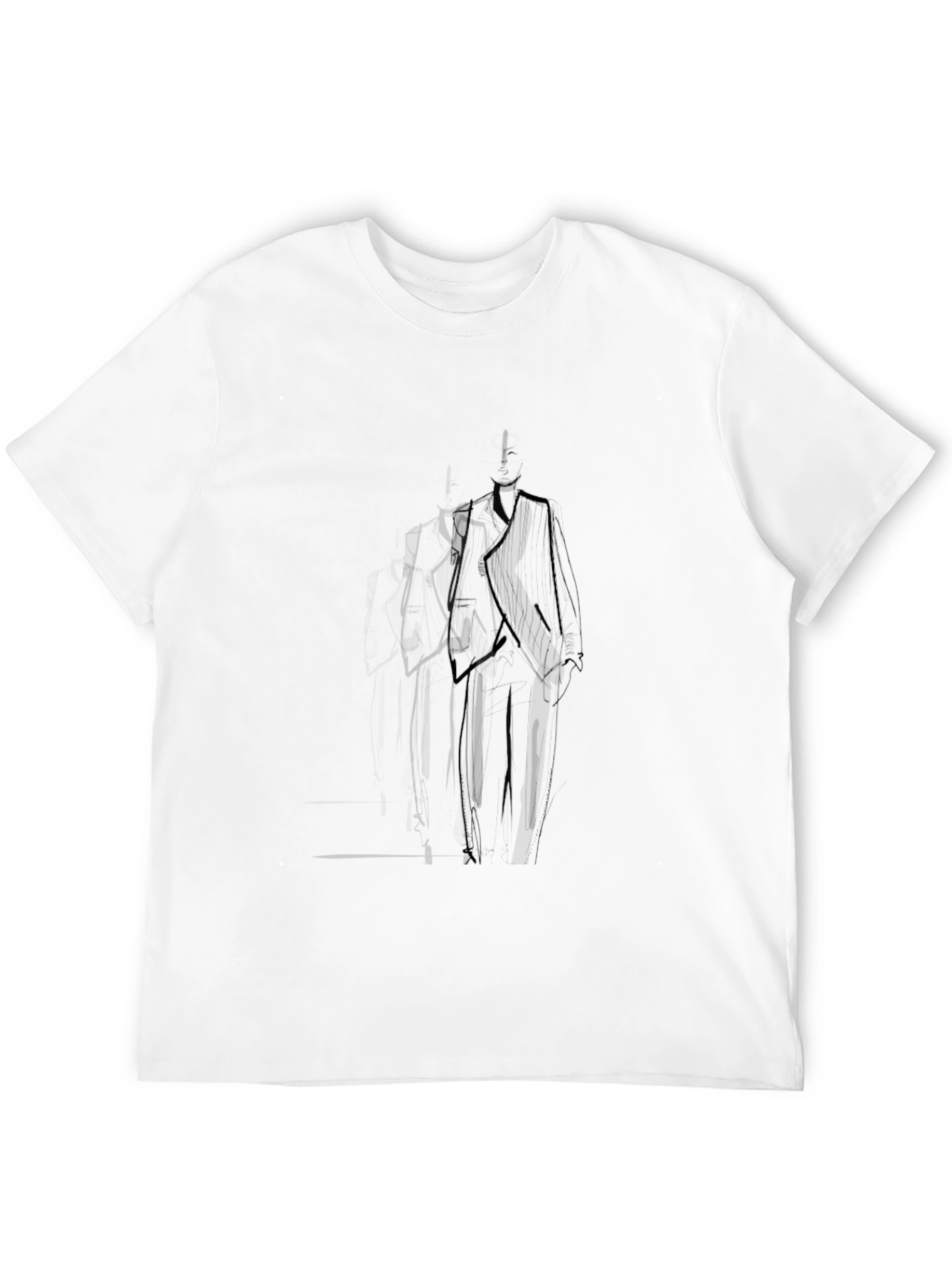 Mens Black T-Shirt with Abstract Suit Design