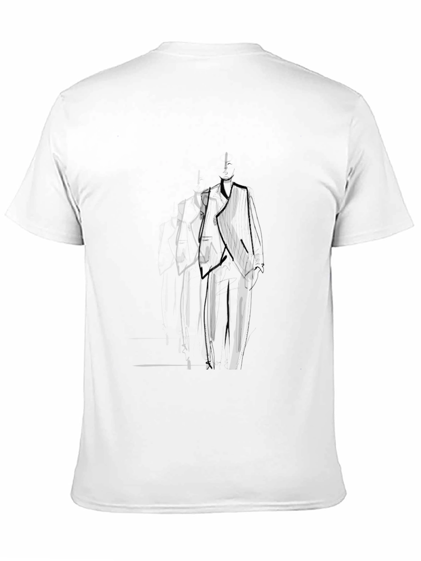 Mens Black T-Shirt with Abstract Suit Design