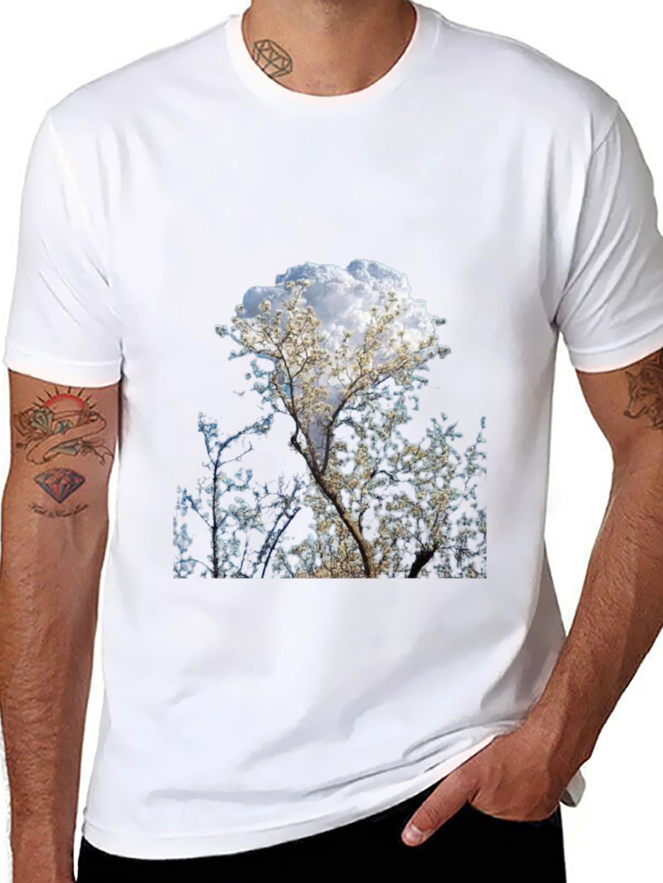 Tree Print Black T-Shirt - Nature Inspired Design