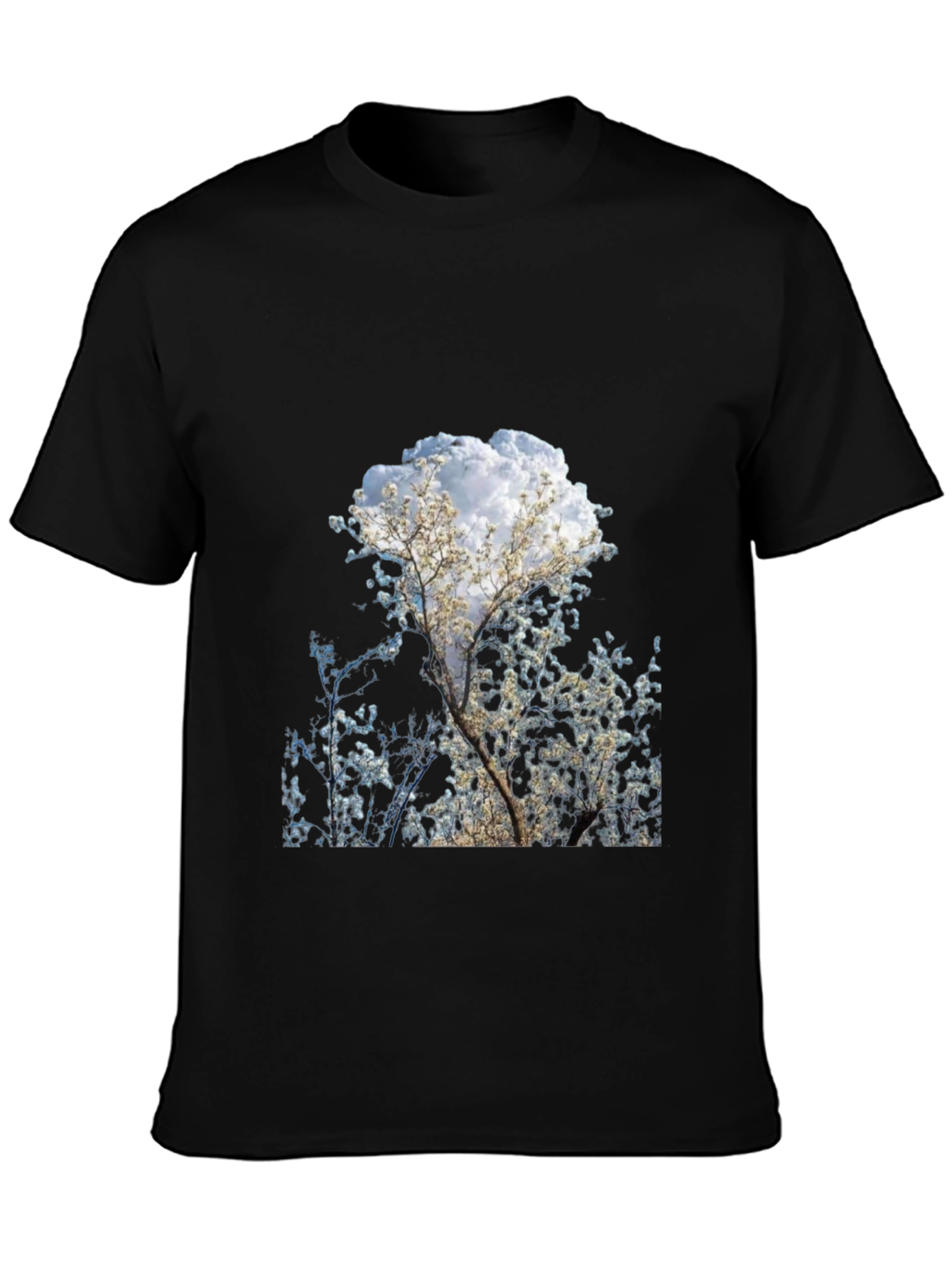 Tree Print Black T-Shirt - Nature Inspired Design