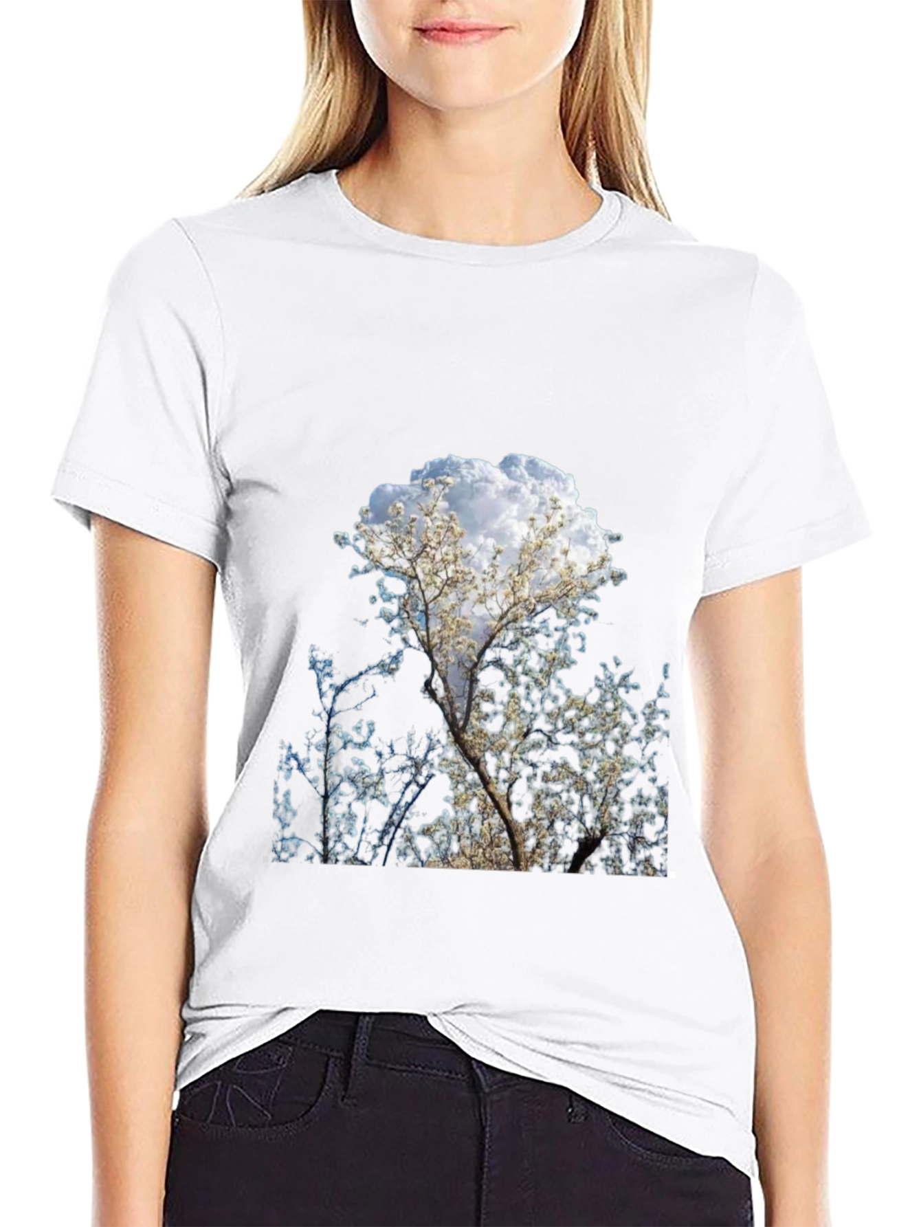 Tree Print Black T-Shirt - Nature Inspired Design