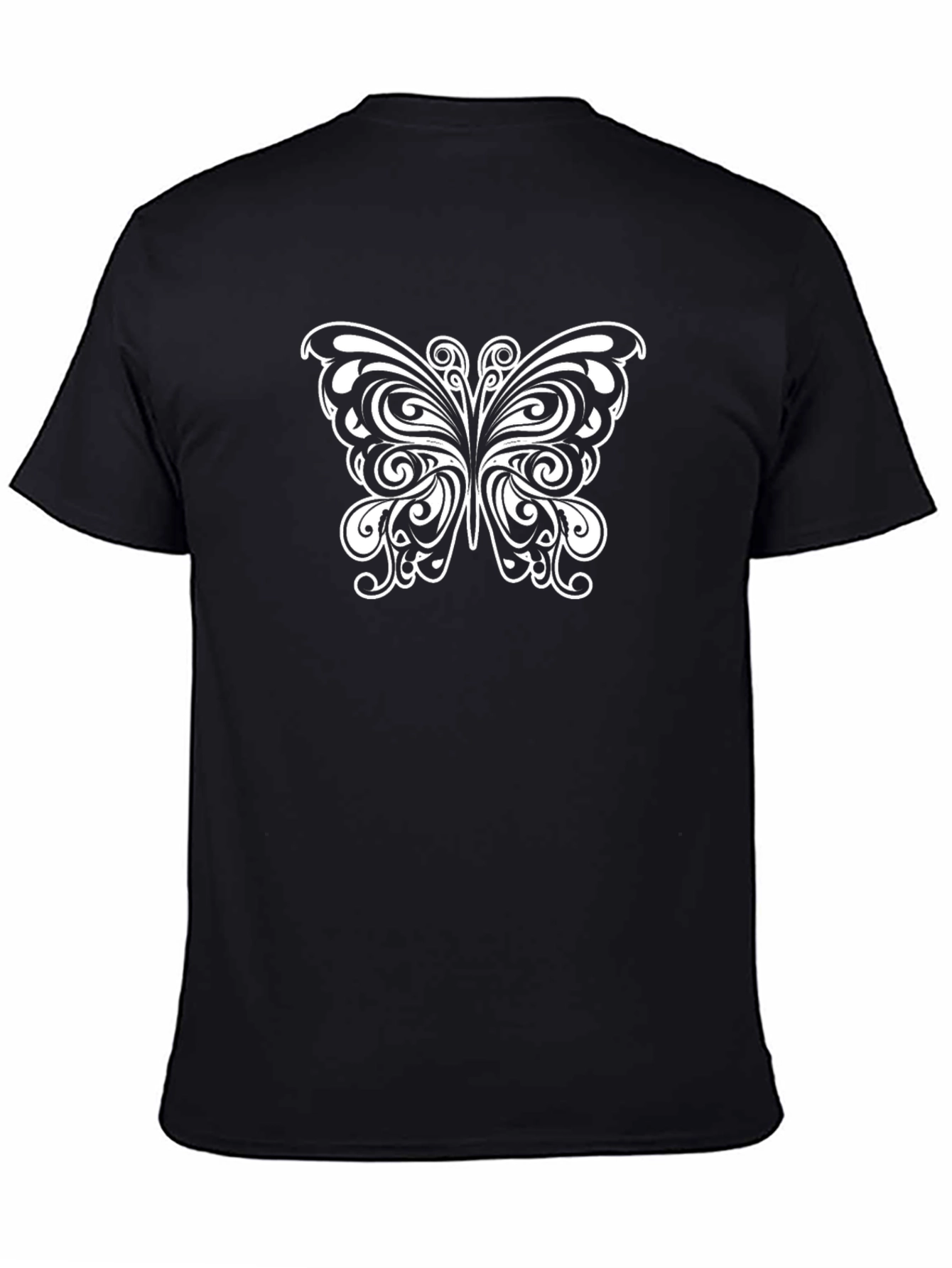 Elegant Butterfly Graphic Tee - Black
