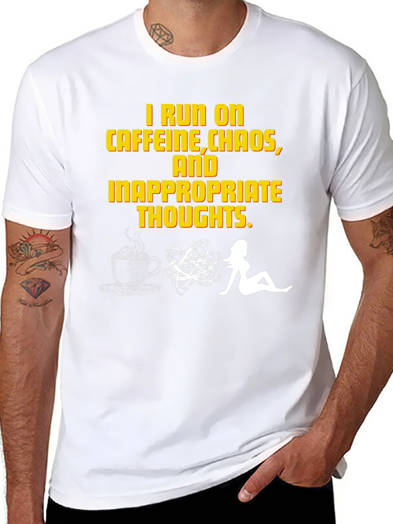 I Run on Caffeine Chaos Inappropriate Thoughts T-Shirt