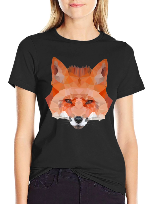 Geometric Fox Graphic Tee - Black