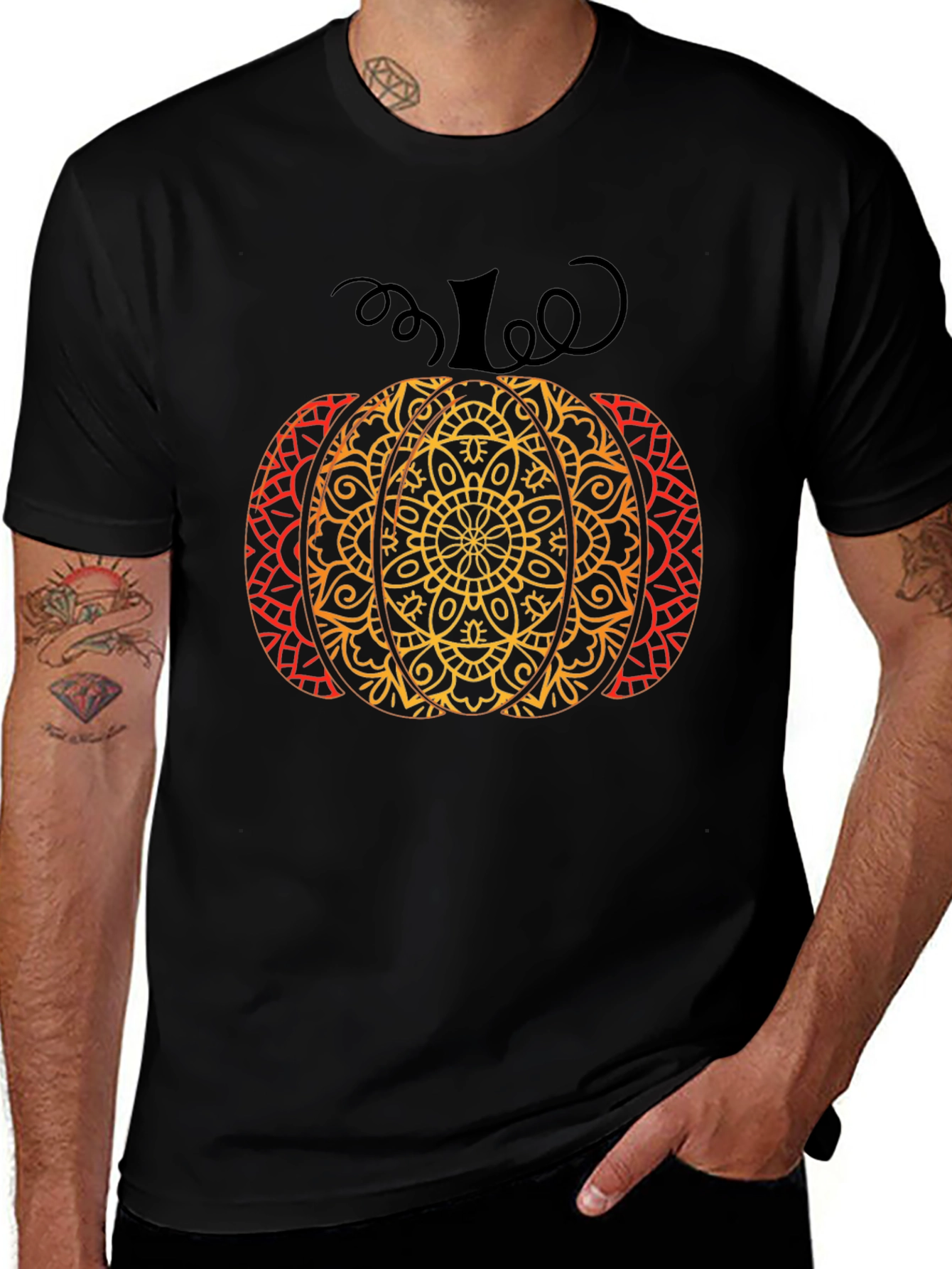 Fall Mandala Pumpkin T-Shirt - Autumn Style