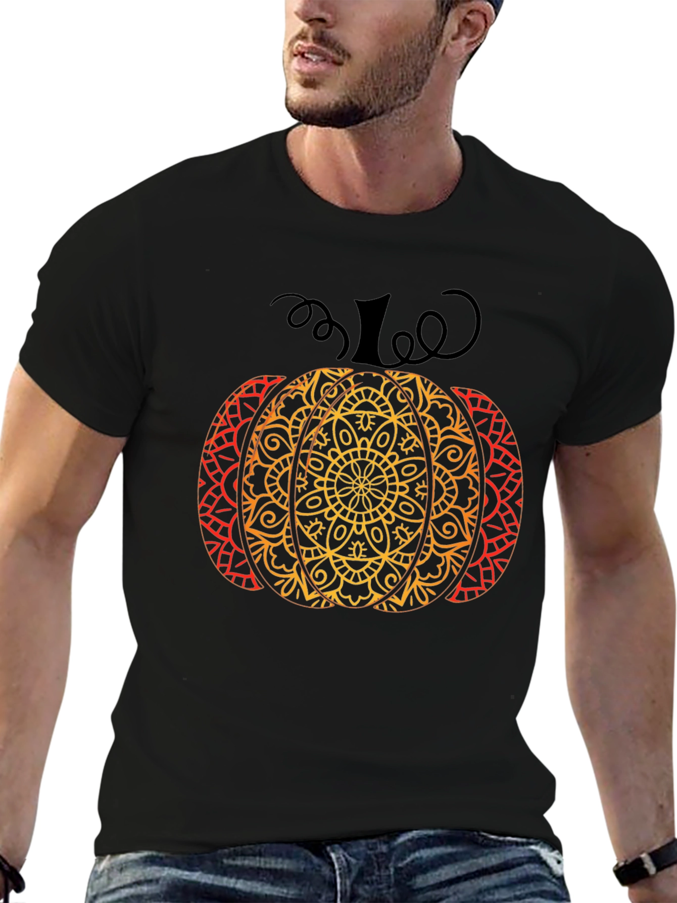 Fall Mandala Pumpkin T-Shirt - Autumn Style