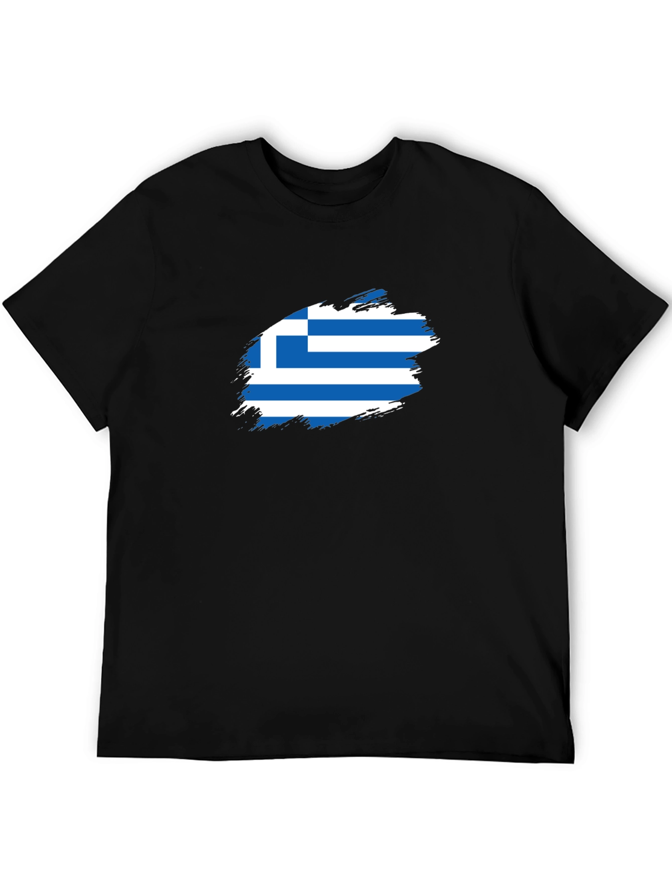 Greek Flag T-Shirt - Black Cotton Tee