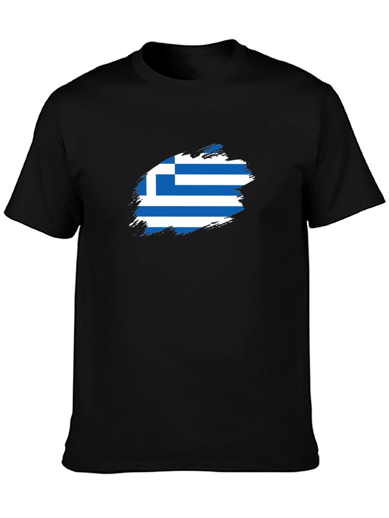 Greek Flag T-Shirt - Black Cotton Tee
