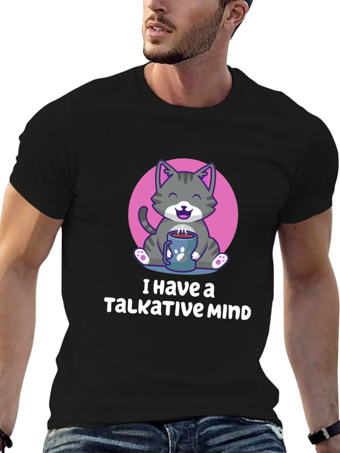 Talkative Mind Cat T-Shirt - Cozy Comfort