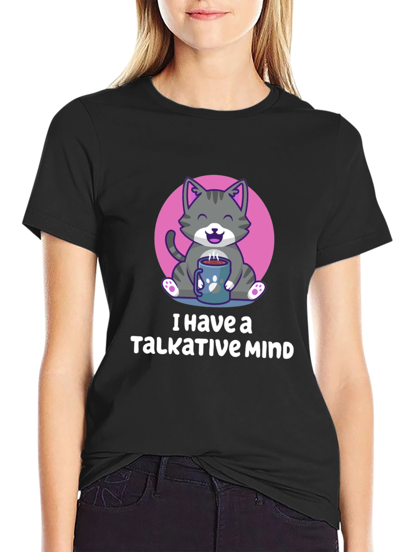 Talkative Mind Cat T-Shirt - Cozy Comfort