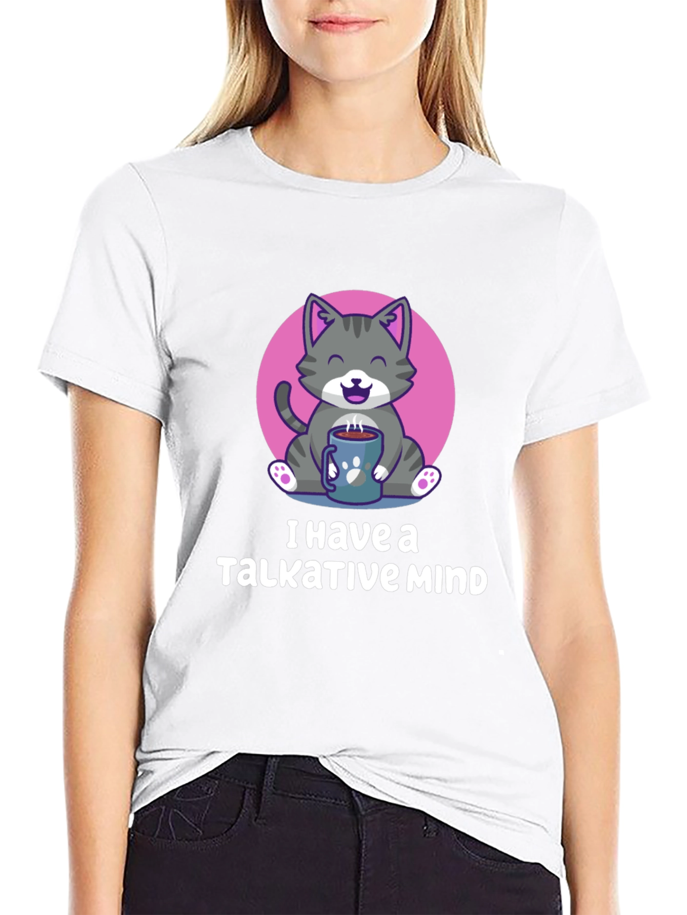 Talkative Mind Cat T-Shirt - Cozy Comfort