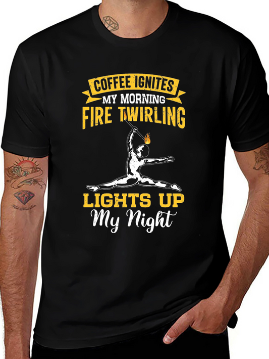 Coffee Ignites Fire Twirling Graphic Tee
