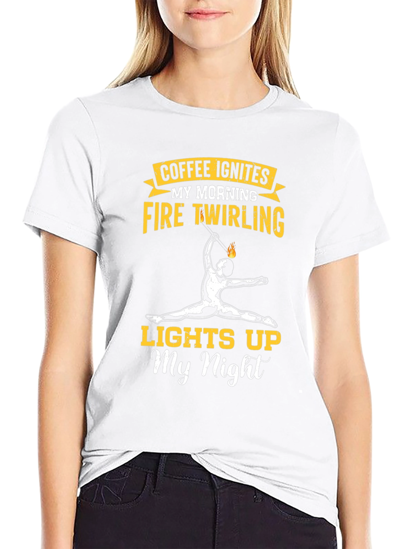 Coffee Ignites Fire Twirling Graphic Tee