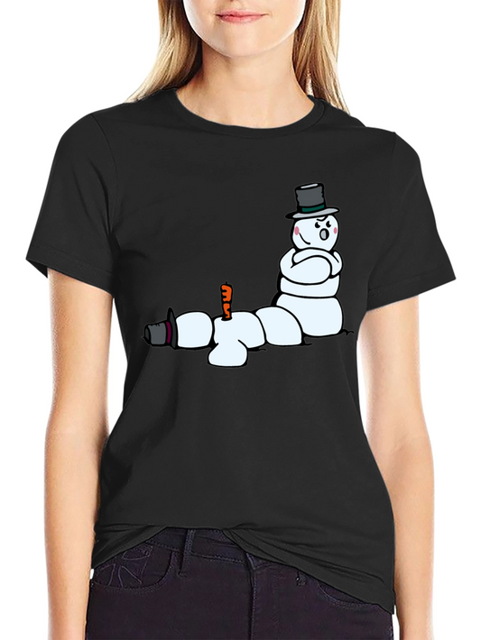 Funny Melting Snowman Graphic T-Shirt