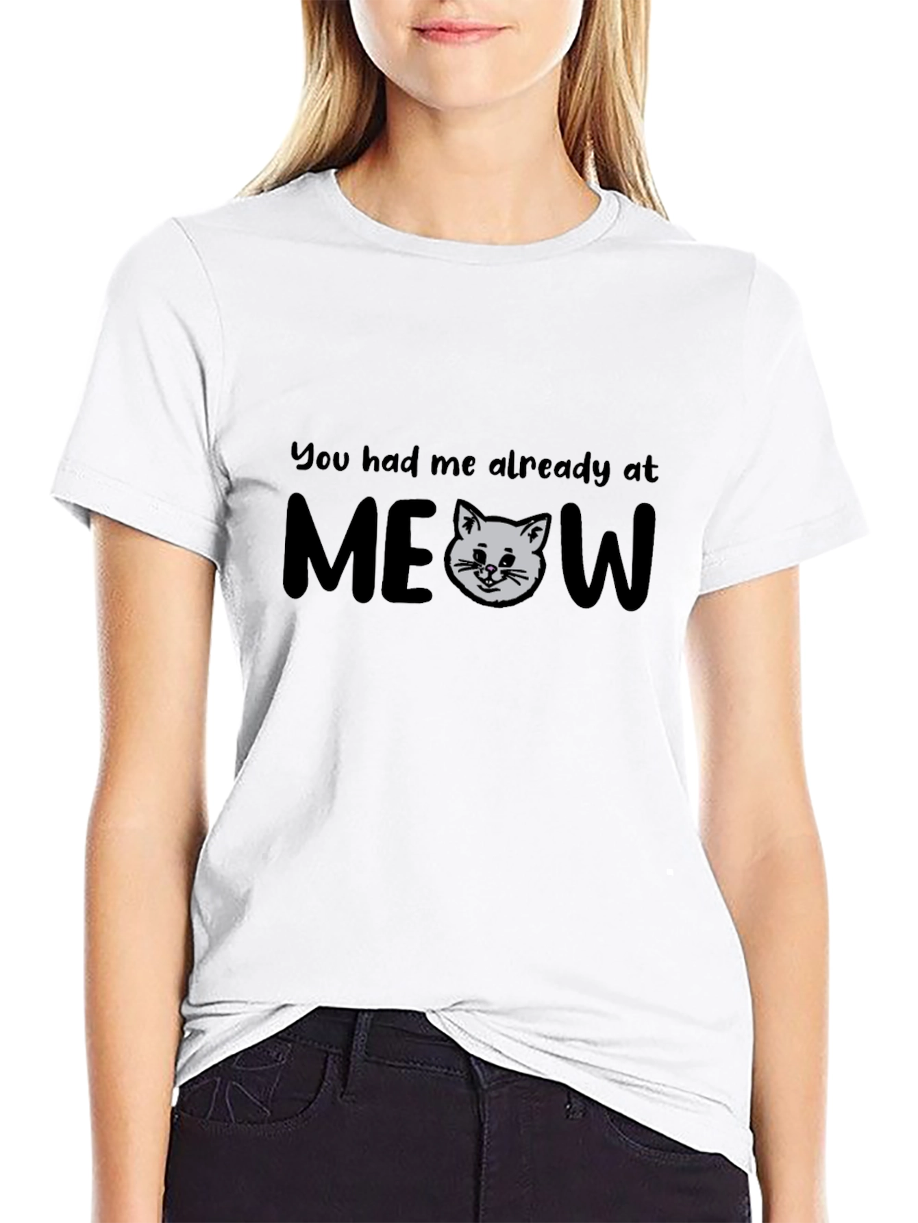 Funny Cat MEOW Graphic T-Shirt