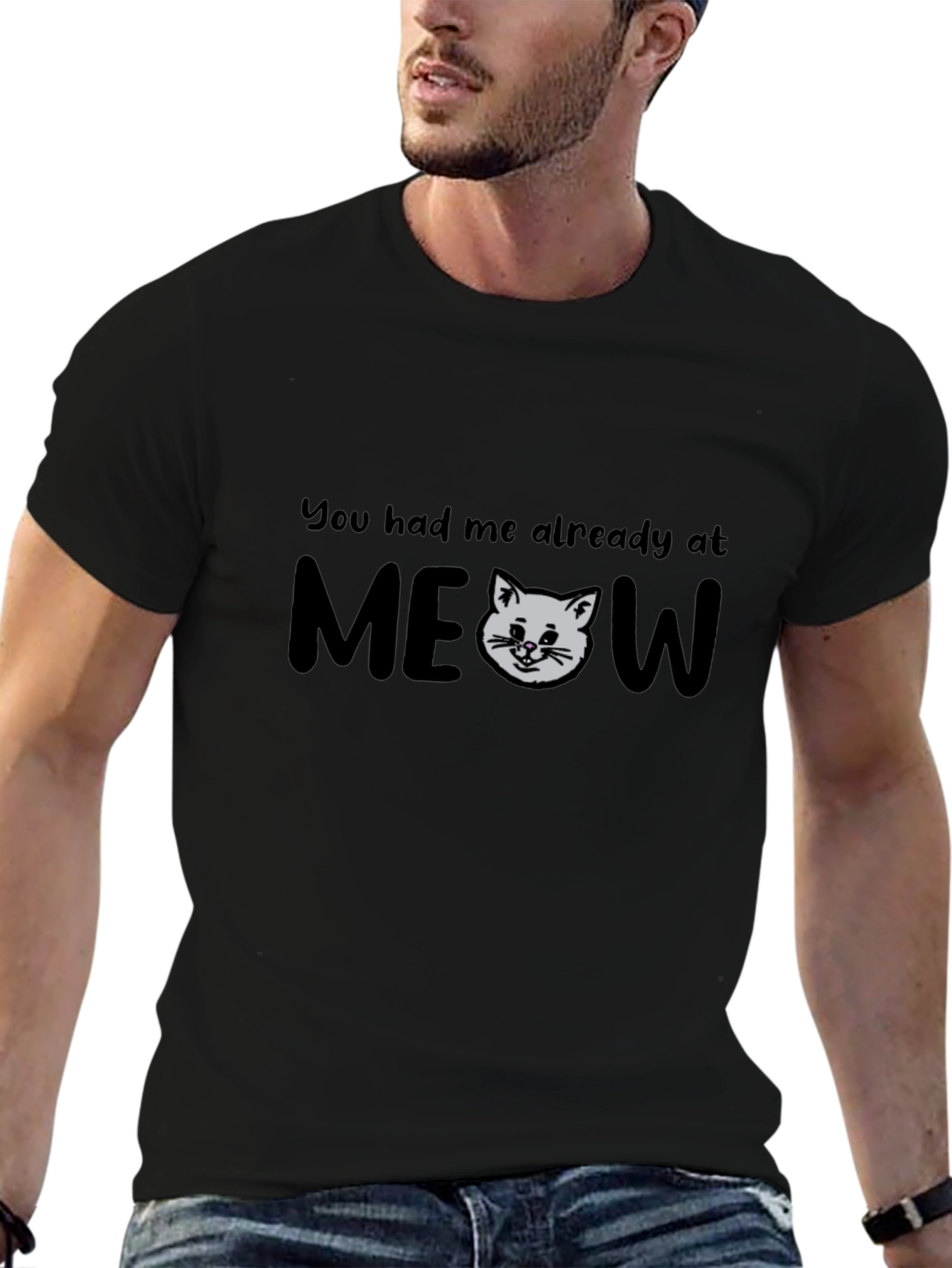 Funny Cat MEOW Graphic T-Shirt