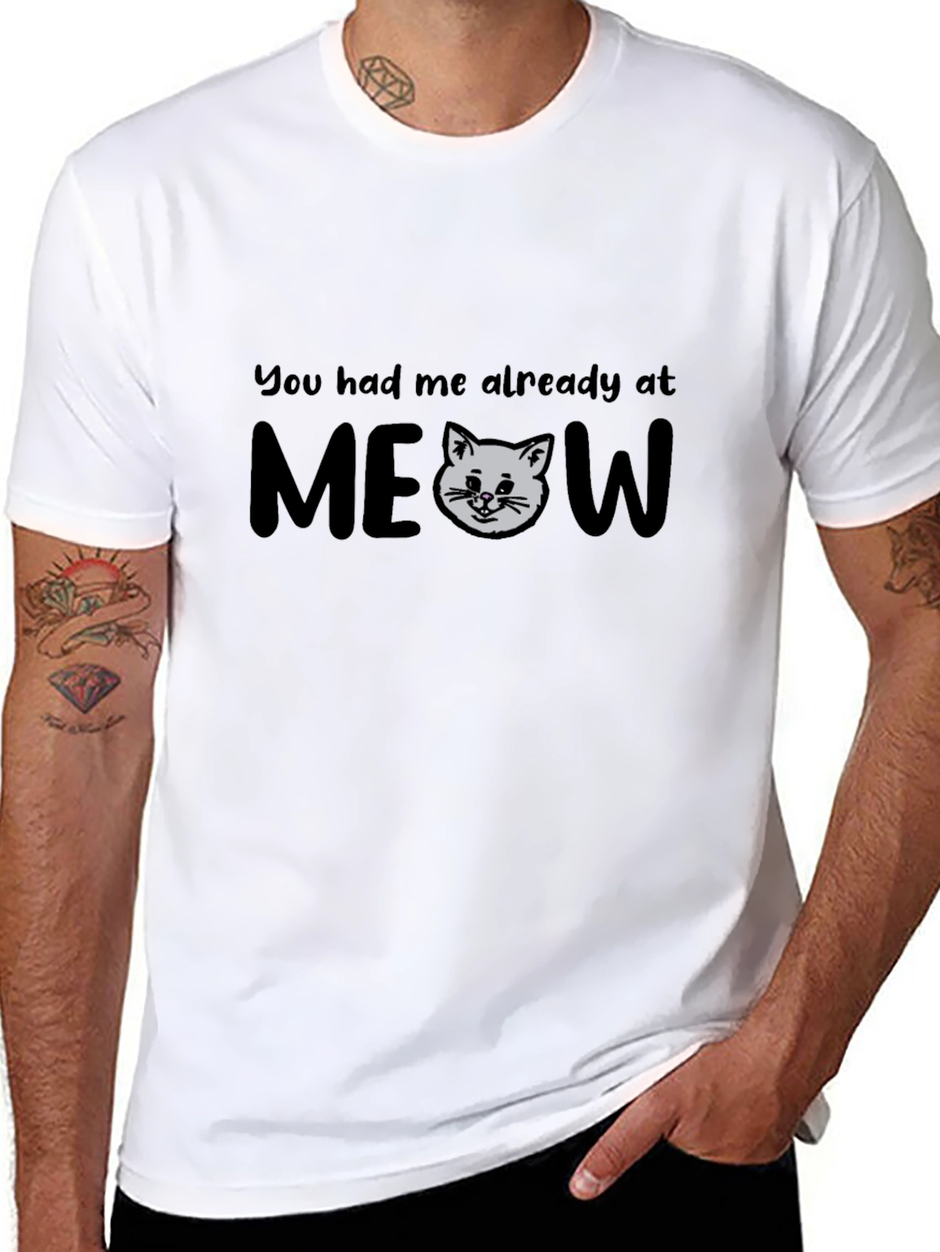 Funny Cat MEOW Graphic T-Shirt