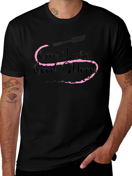 Good Lashes Good Mood Black Graphic Tee